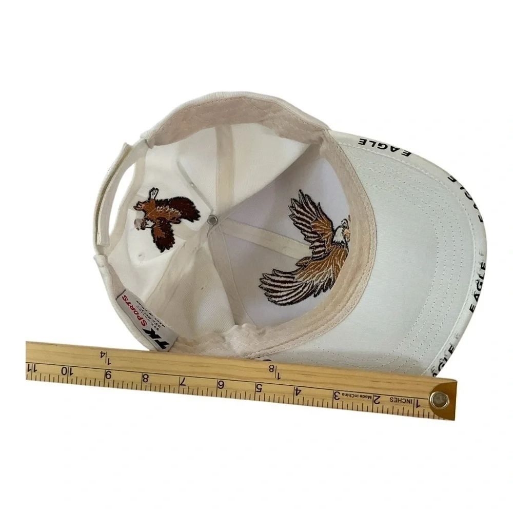 TK Sports Eagle Embroidered Adjustable Baseball Cap White Strapback Hat